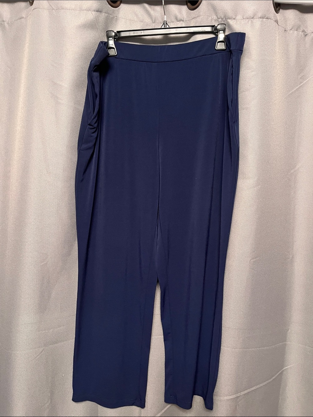 Susan Graver Navy Wide-Leg Pull-On Pants